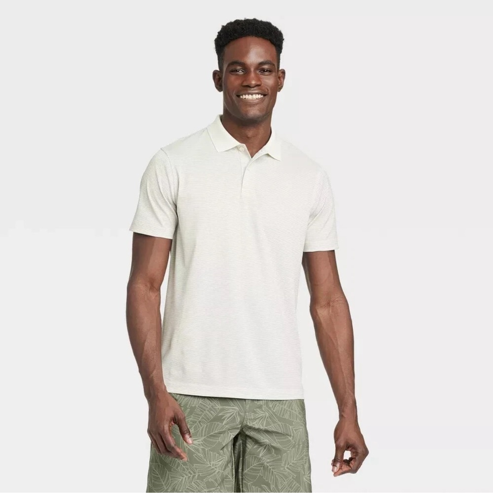 Men's Polo Shirt Beige Stripe